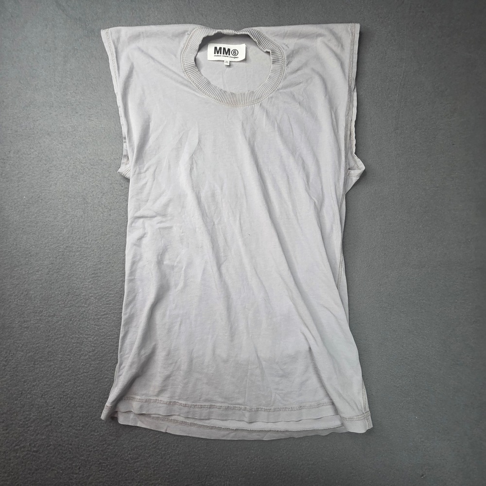 MM6 Maison Martin Margiela Grey Sleeveless Muscle Tee Tank Top Made in Turkey